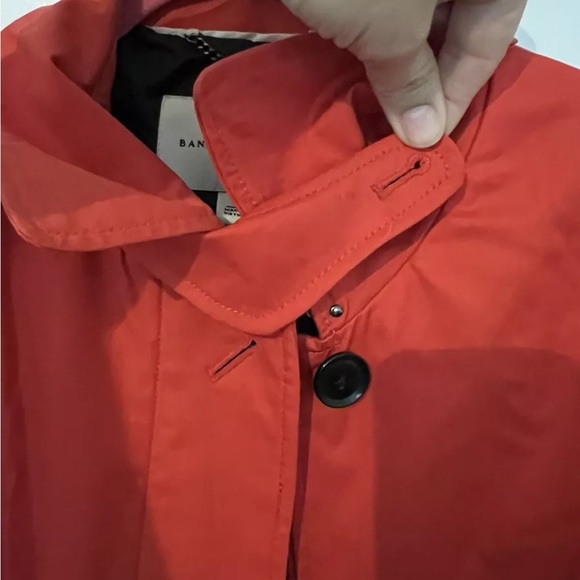 Banana Republic Orange Red Hip length trench belt Lined Coat Jacket Size L - Picture 4 of 13